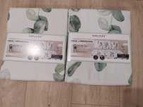2 nowe komplety pościeli 160x200 koldra + 2 poduszki biała zielona