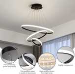 KSIBNW Lampa wisząca LED, 3 pierścienie, nowoczesna, Czarna