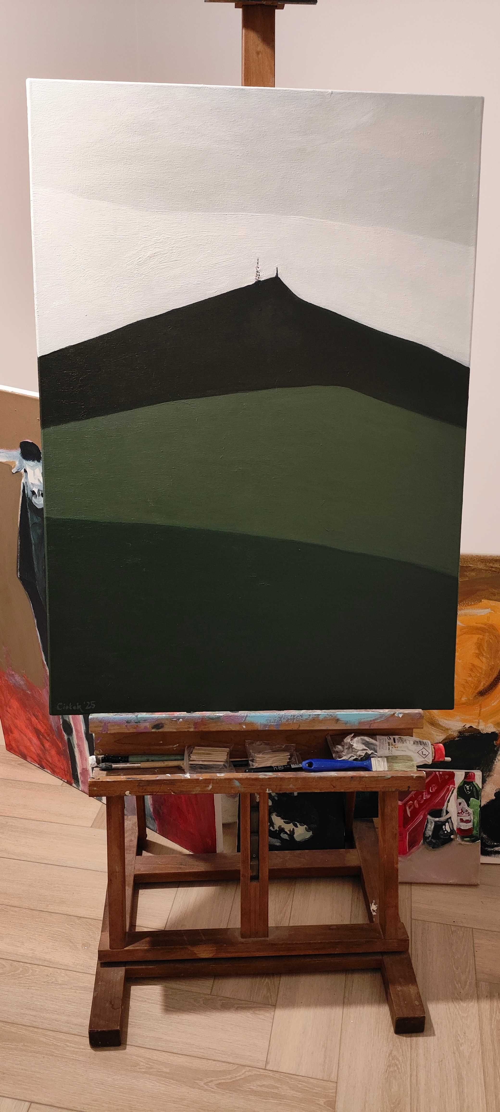 Obraz "Ślęża" 70x100 cm, 2025, akryl i olej na płótnie