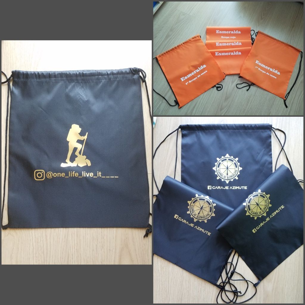 Sacos tipo mochila e sacos de compras personalizados