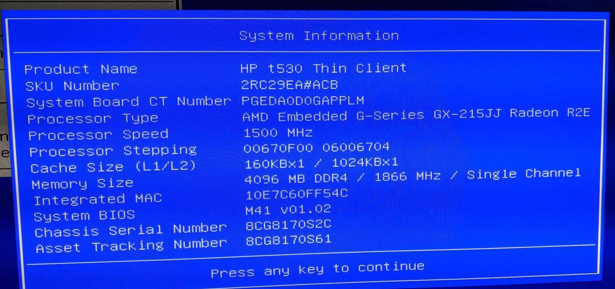 Тонкий клієнт HP T530 (AMD GX-215JJ, 4Gb DDR4, 32Gb SSD, Radeon R2E)