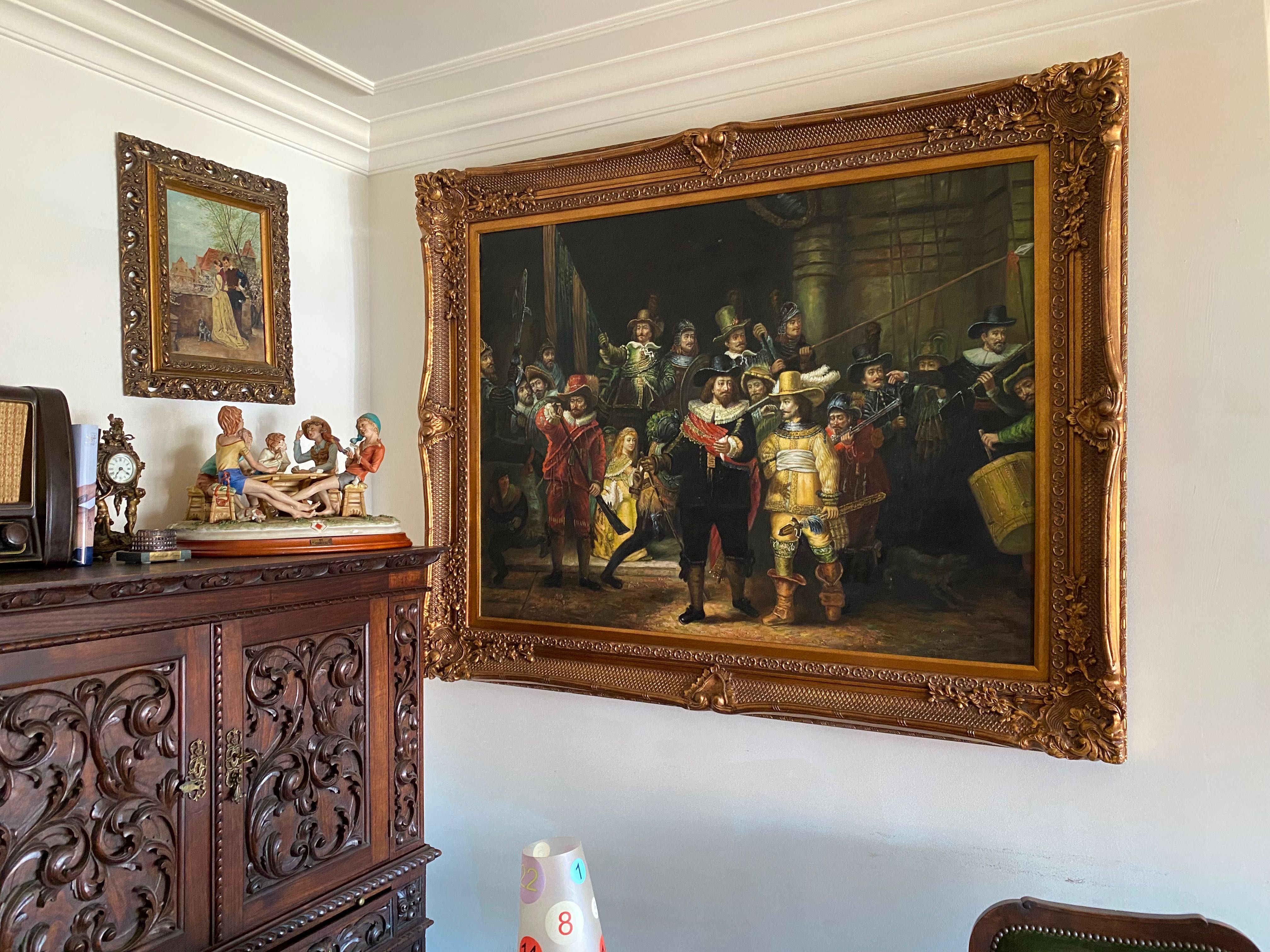 Majestosa Pintura Óleo Moldura madeira talha dourada Antiga 1,51 mt