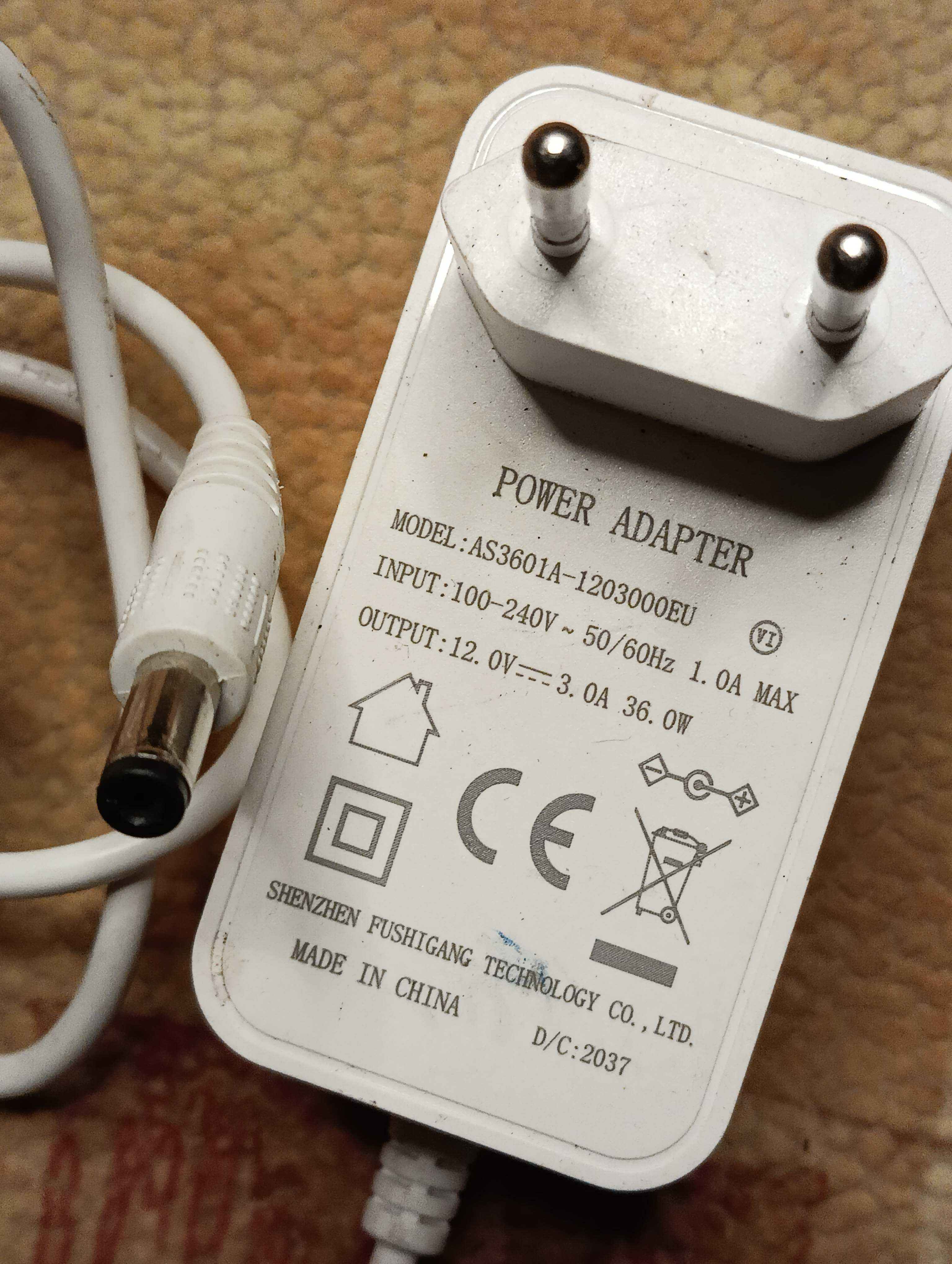 Блок живлення питания 12.0V 3.0A AS3601A-1203000EU (5.5X2.1mm)