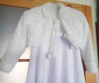 Sukienka komunijna alba roz 134 bolerko wianek torebka buty 33