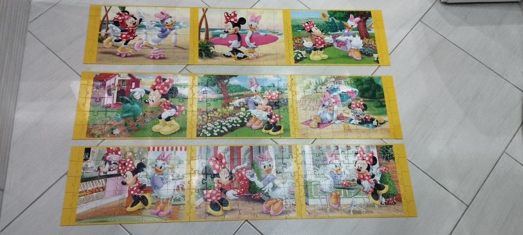 Puzzle Trefl 9w1 348 puzzle Myszka Miki kompletne w 100%, brak pudełka