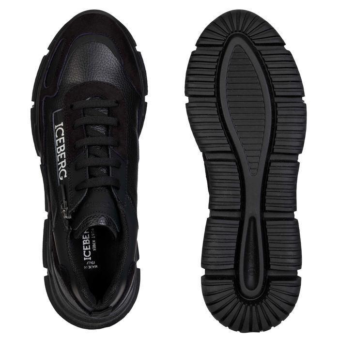 ICEBERG skórzane włoskie sneakersy NOWOŚĆ BLACK