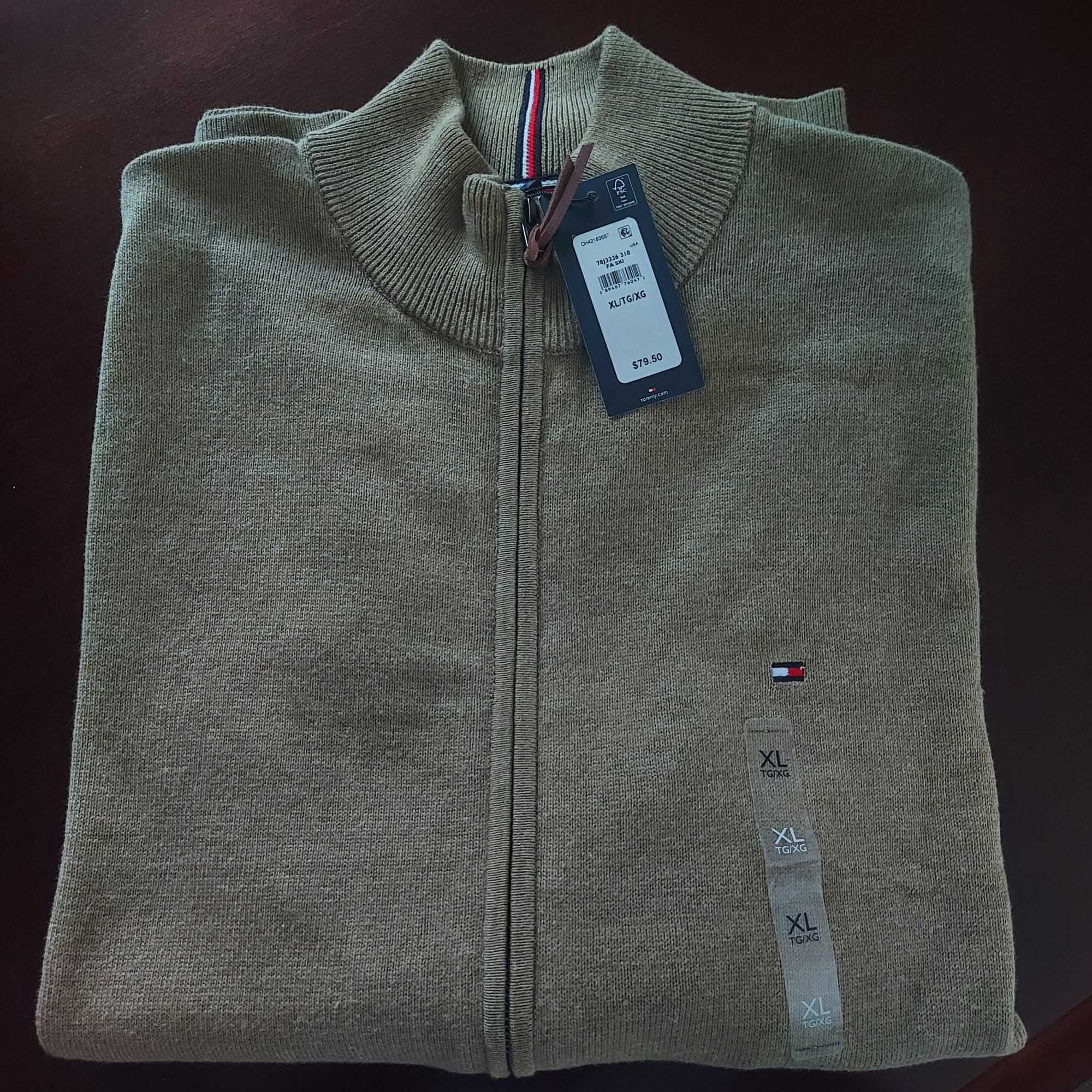 Tommy Hilfiger  oryginalny MĘSKI sweter oliwkowy XL z USA