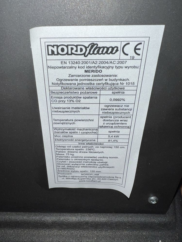 Piec kominkowy Nordflam Merido 5,4kW