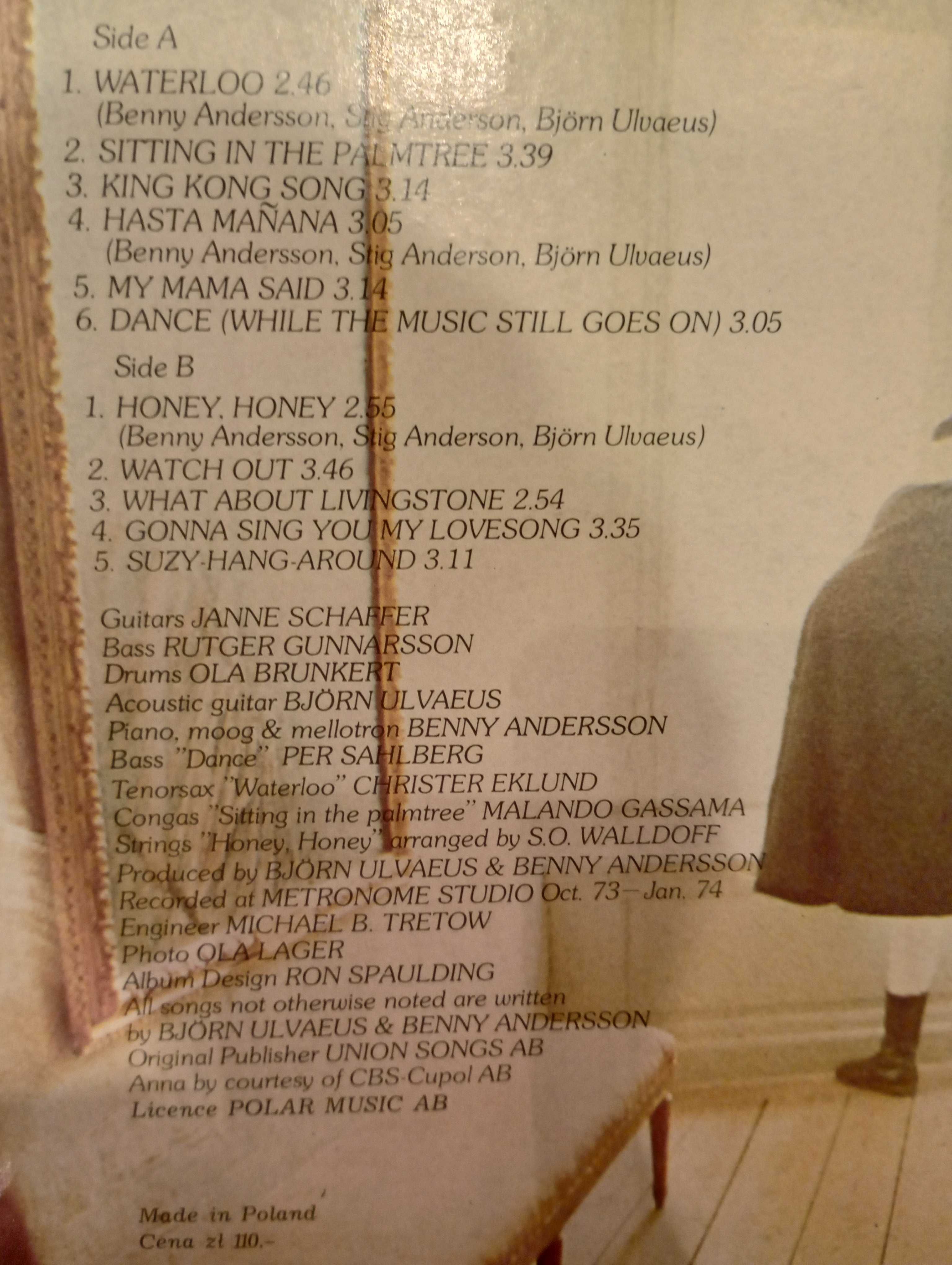 ABBA Waterloo Płyta Winylowa WINYL Wydanie: MUZA z 1975 roku SX1280