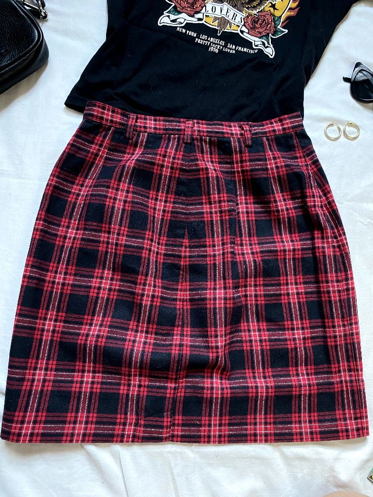 Spódnica krótka mini w kratę GAP retro elegancka rock bawełna cotton