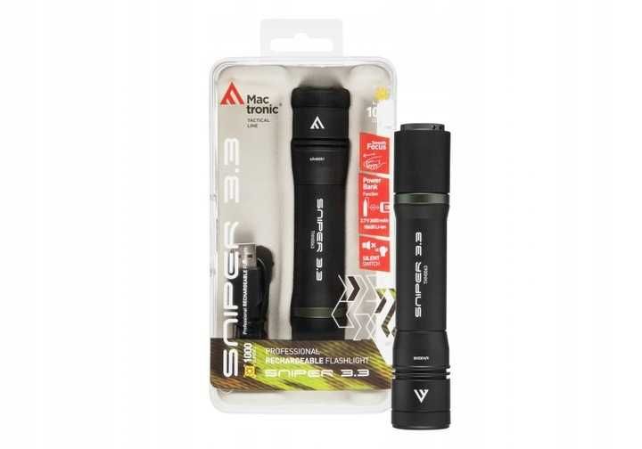 MACTRONIC Sniper 3.3 Taktyczna latarka 1000lm IP66 z akumulatorem USB