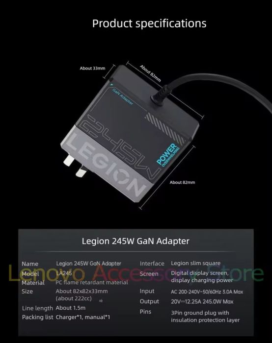 Адаптер Lenovo legion 245 W Gan