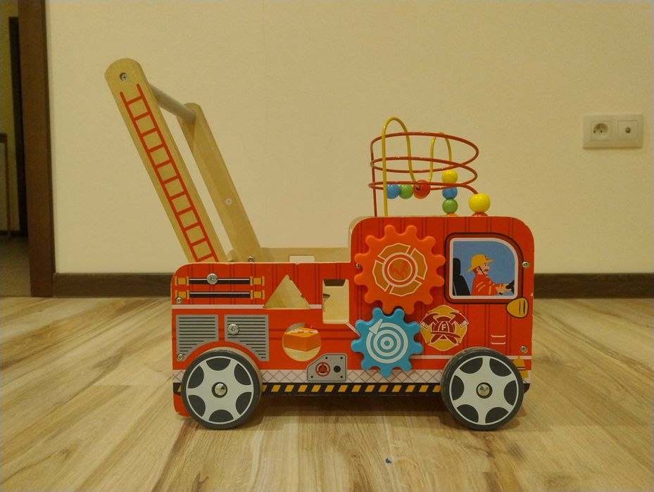 Ecotoys pchacz drewniany edukacyjny straż pożarna
