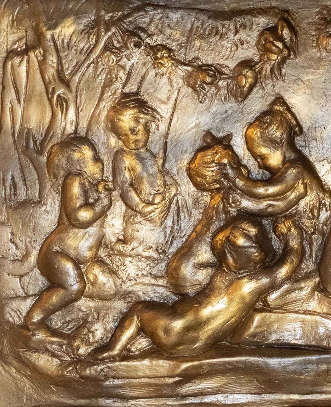 Quadro terracota jardim Paraíso anjos | século XIX