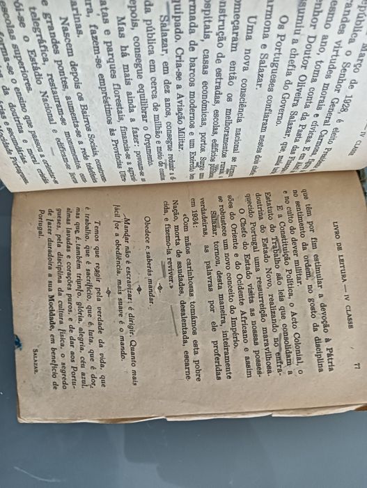 Livro antigo de leitura para  4.ª classe. Ensino Primário, data? Raro*