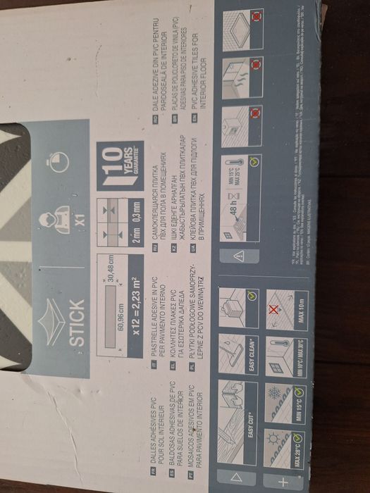 Panele podłogowe winilowe samo przylepne 5 paczek w paczce 2.23m 2 wym