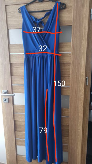Sukienka długa niebieska szafirowa 34