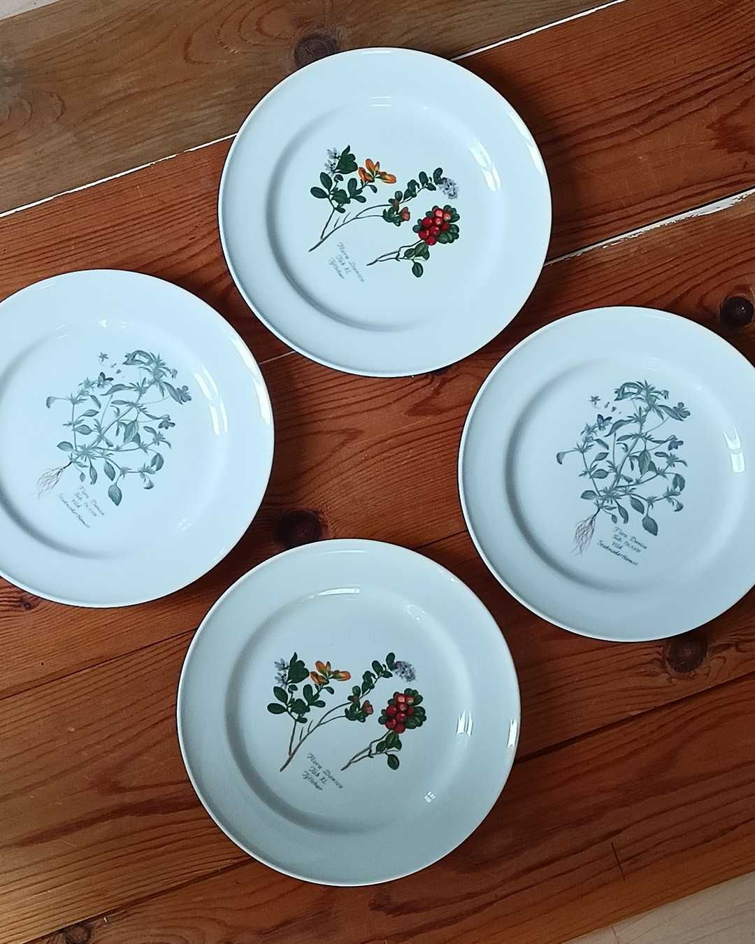 4 porcelanowe talerze Lise „Flora Danica” z motywem roślinnym 1980