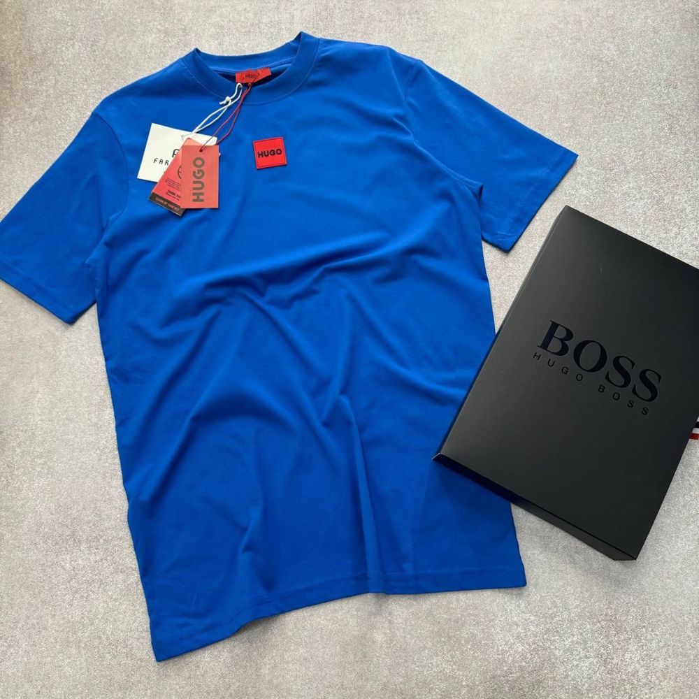 ІДЕАЛЬНО НА ПОДАРУНОК Мужская футболка HUGO BOSS синяя топова s-xxl