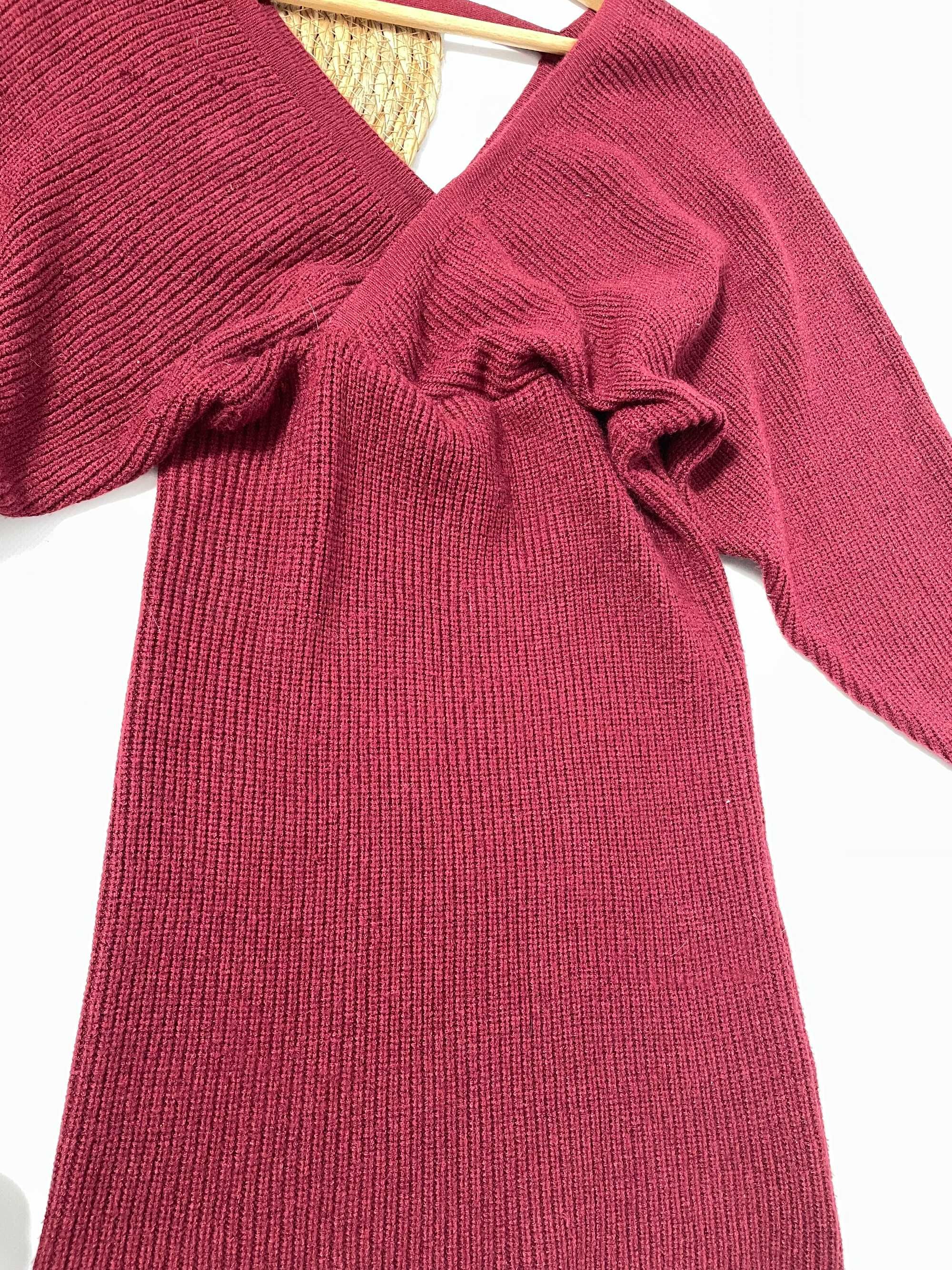 Damska bordowa sukienka sweter Shein XS(34)