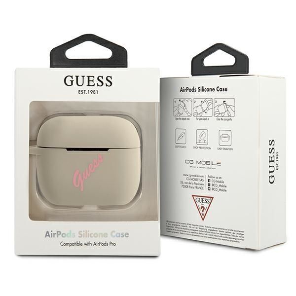 Etui Silikonowe GUESS do Apple AirPods Pro, Szaro Różowy