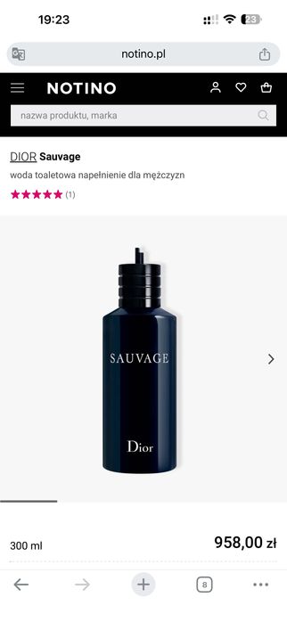 Dior Sauvage Refill 300 ml – wkład do wody toaletowej