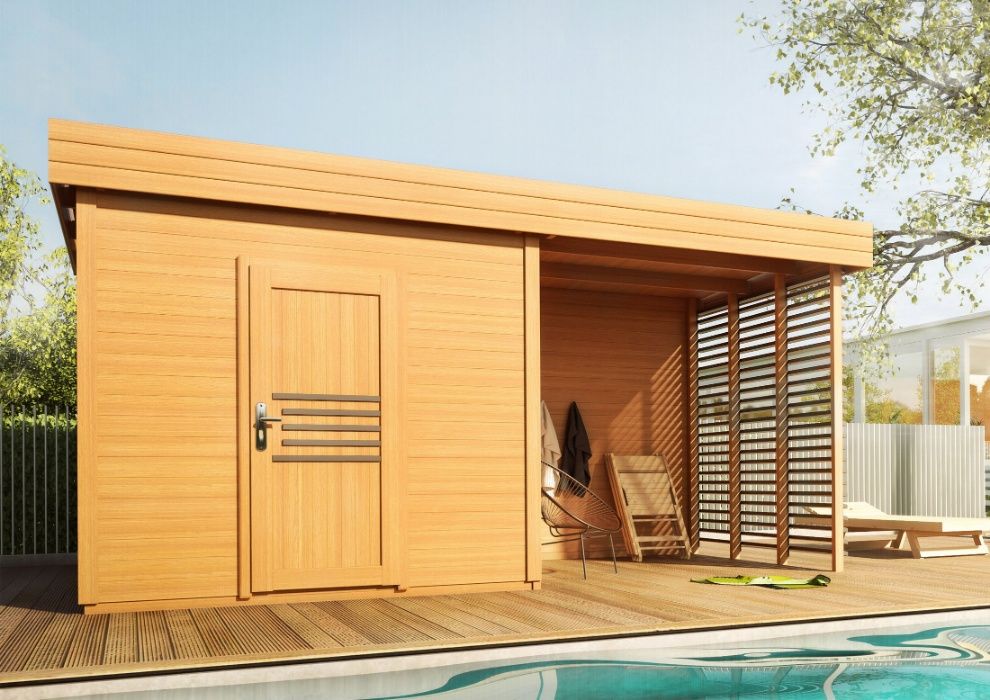 Domek ogrodowy z tarasem Agawa 4x5 drewniany 50% rabatu montaż