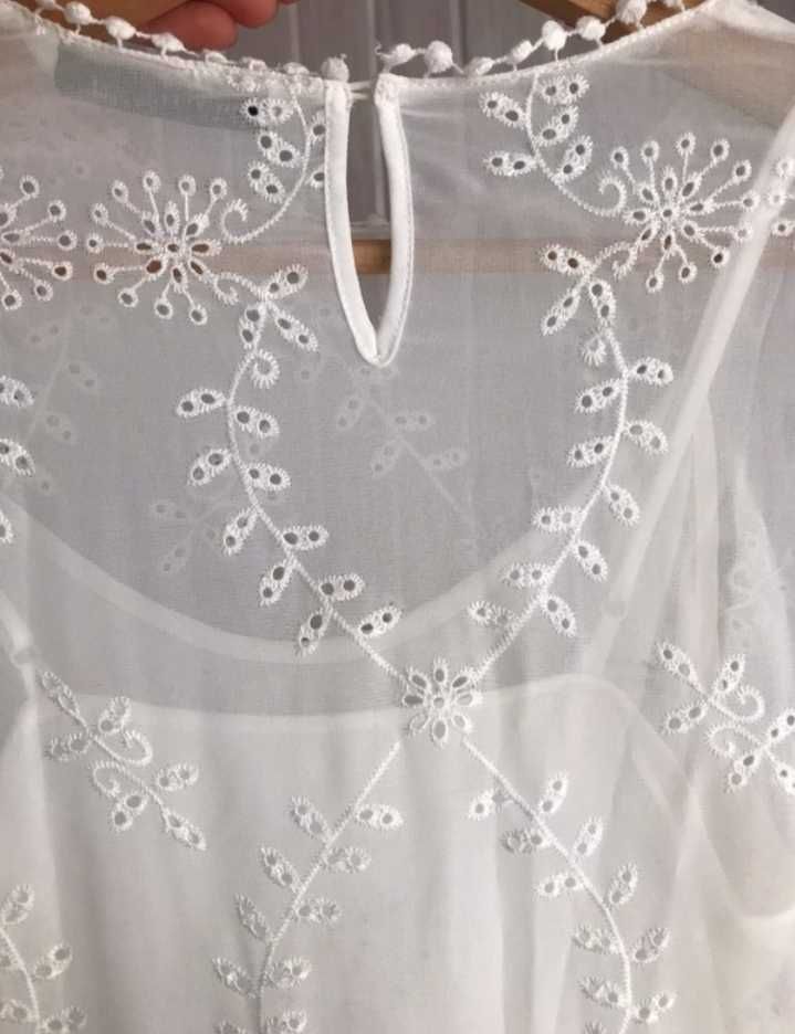 Zara cudna koronkowa haftowana sukienka tunika Boho M/38