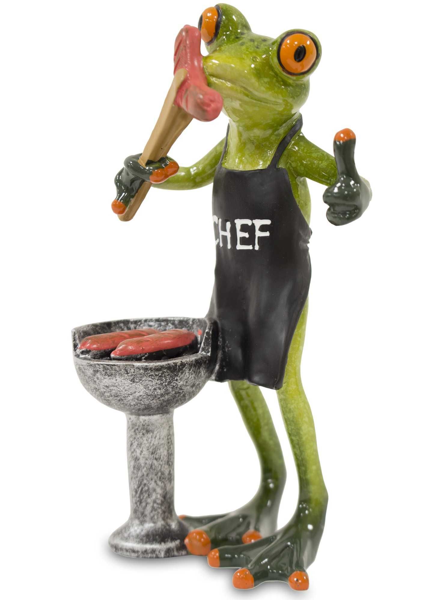 Figurka żaba przy grillu