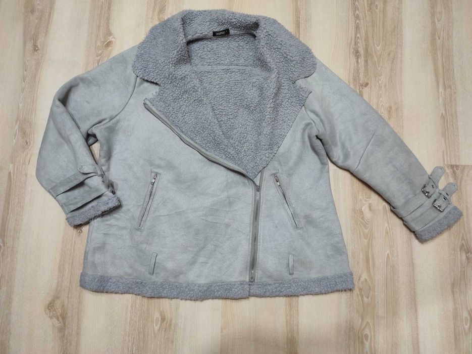 Утеплена дублянка косуха Boohoo на хутрі, тепла подовжена косуха Ботал