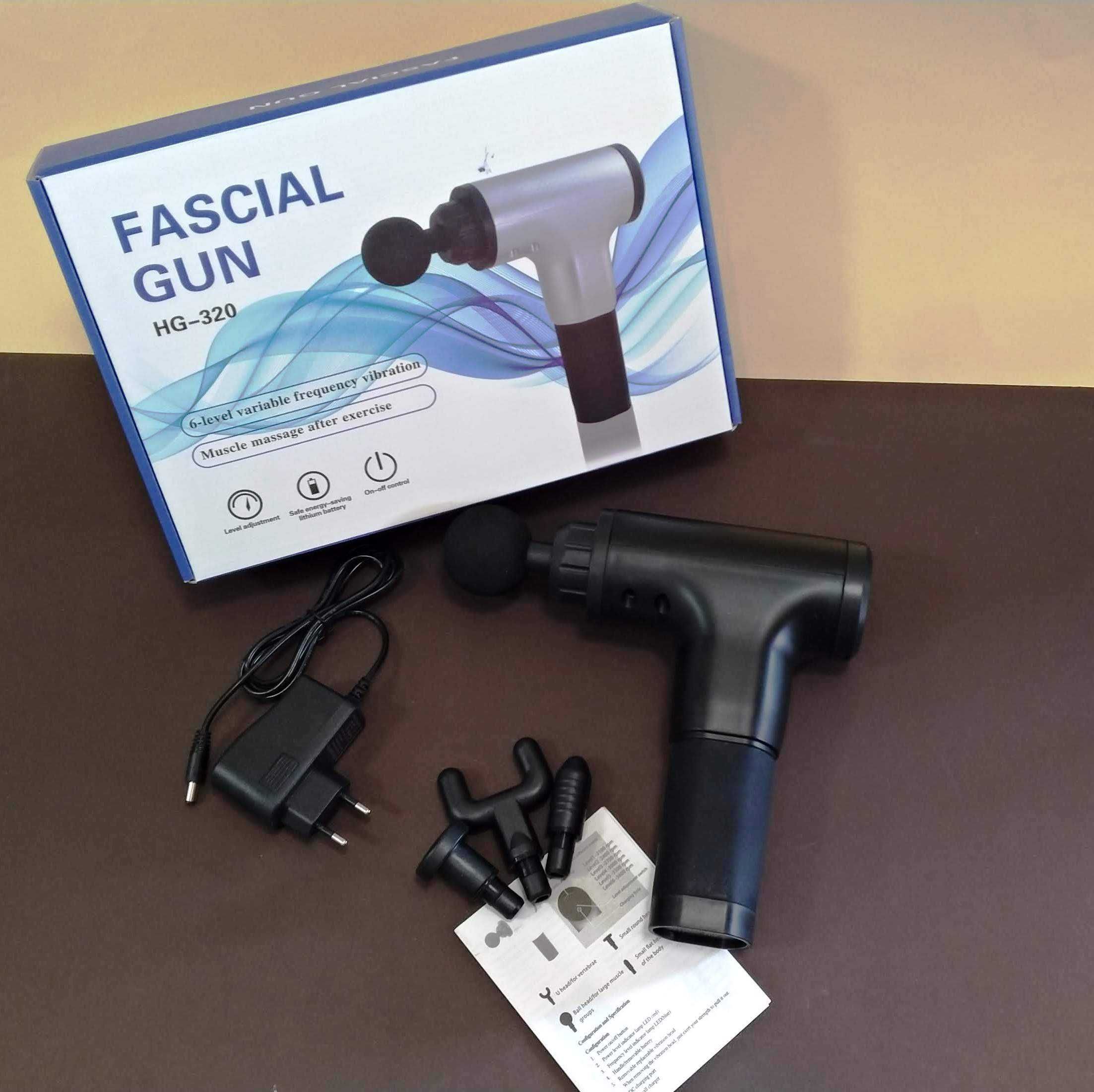 Fascial Gun HG-320 перкусійний масажер для м'язів 4 насадки