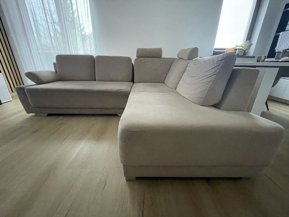 Nowoczesny narożnik 190x250 z funkcją spania i pojemnikiem