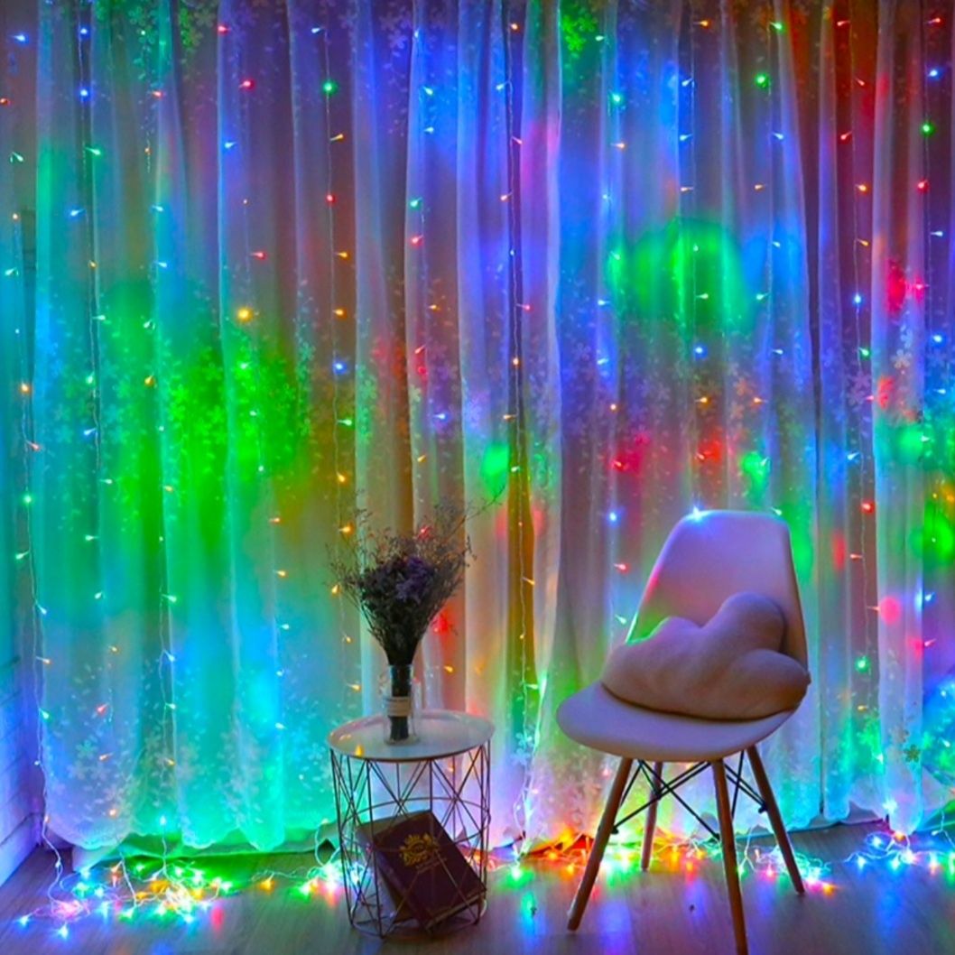 Kurtyna LED 3X3 432 Lampki Choinkowe Sople Multikolor Święta Prezent