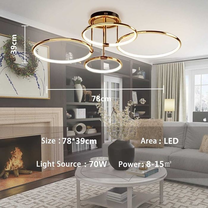 Złota Lampa sufitowa LED EIDEARAY