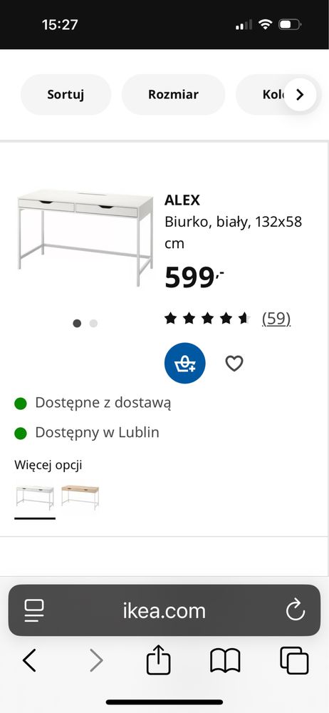 Biurko Toaletka biała 132x58