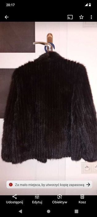 Naturalne futro z norek, norki kurtka czarne, S M L  czarne