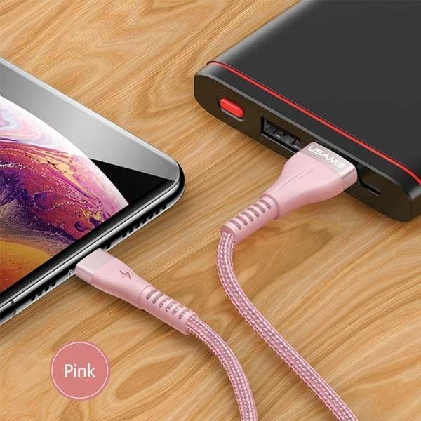 Kabel Lightning USAMS U33 2A Fast Charging 1,2M Pink