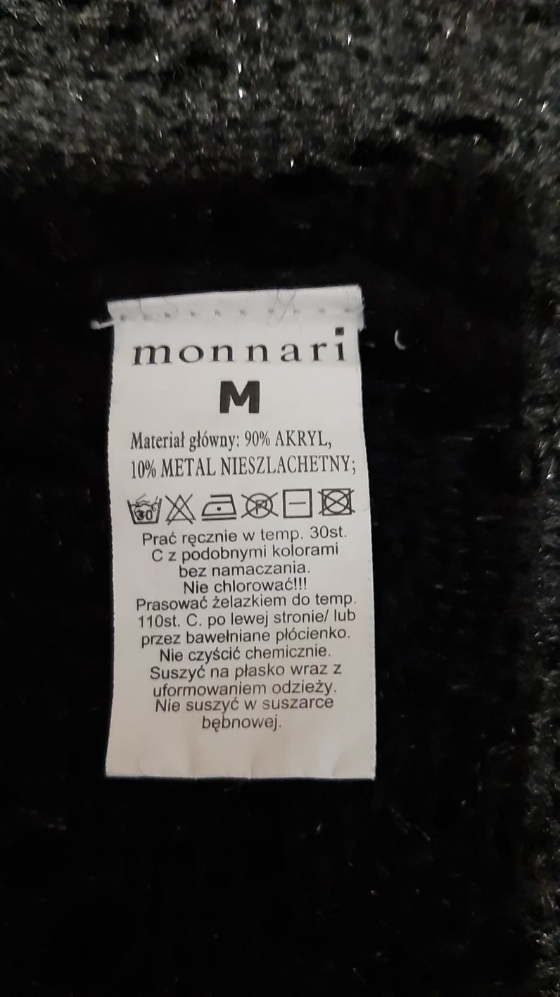Monari. Czarny sweter ażurowy.