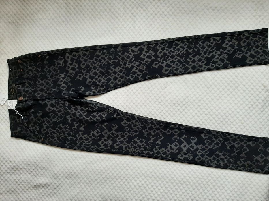 Штани, брюки, стрейч, жіночі, нові, з мерехтливим принтом, р. 36(S)