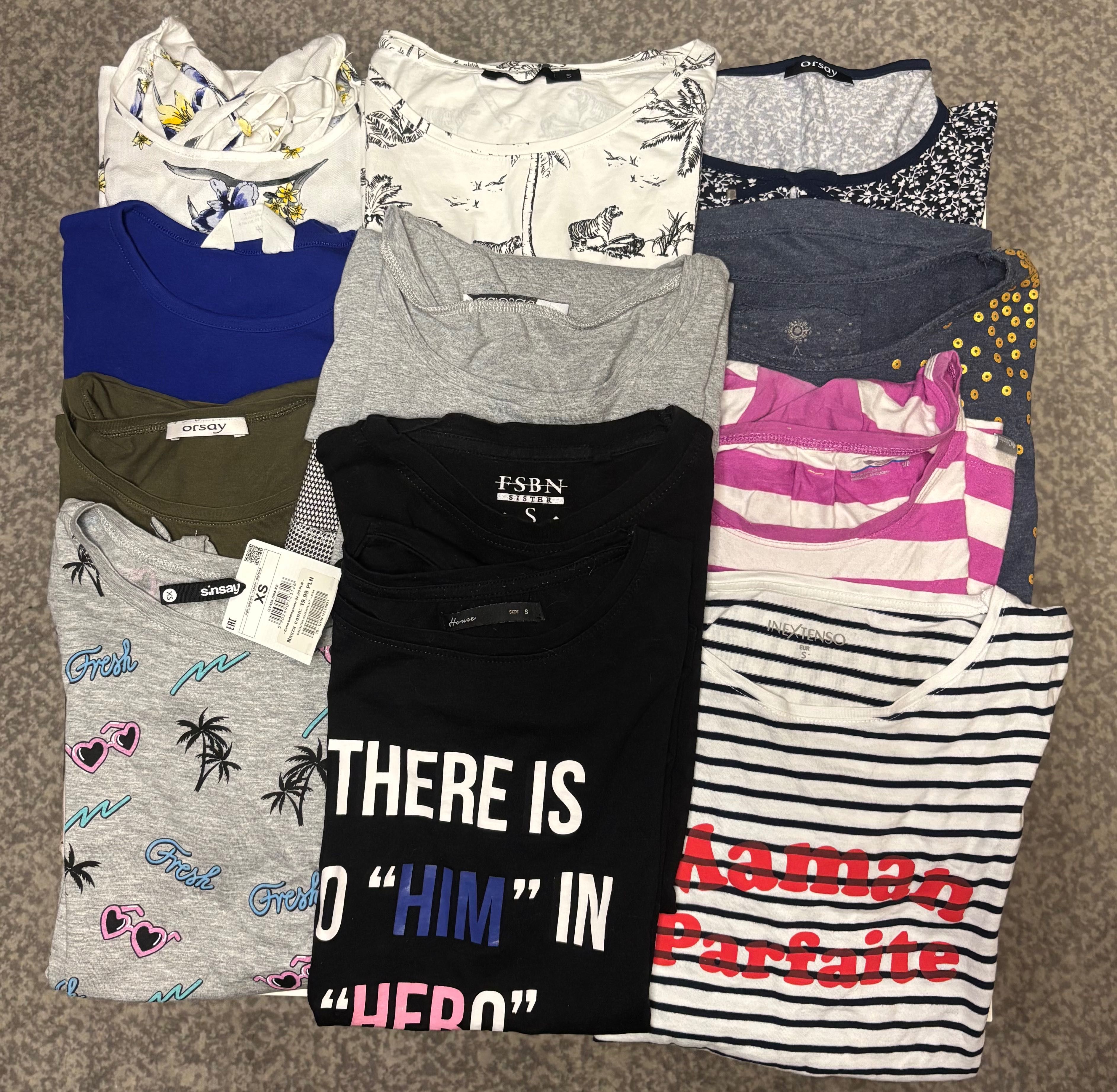zestaw tshirt tshirty bluzka z krótkim rękawem 11 sztuk bluzki XS/S