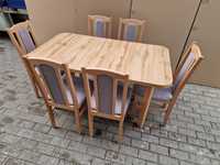Od ręki: Stół rozkładany + 6 krzeseł, buk/wotan + szary, transport PL