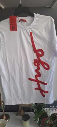 T-shirt bialy roz M