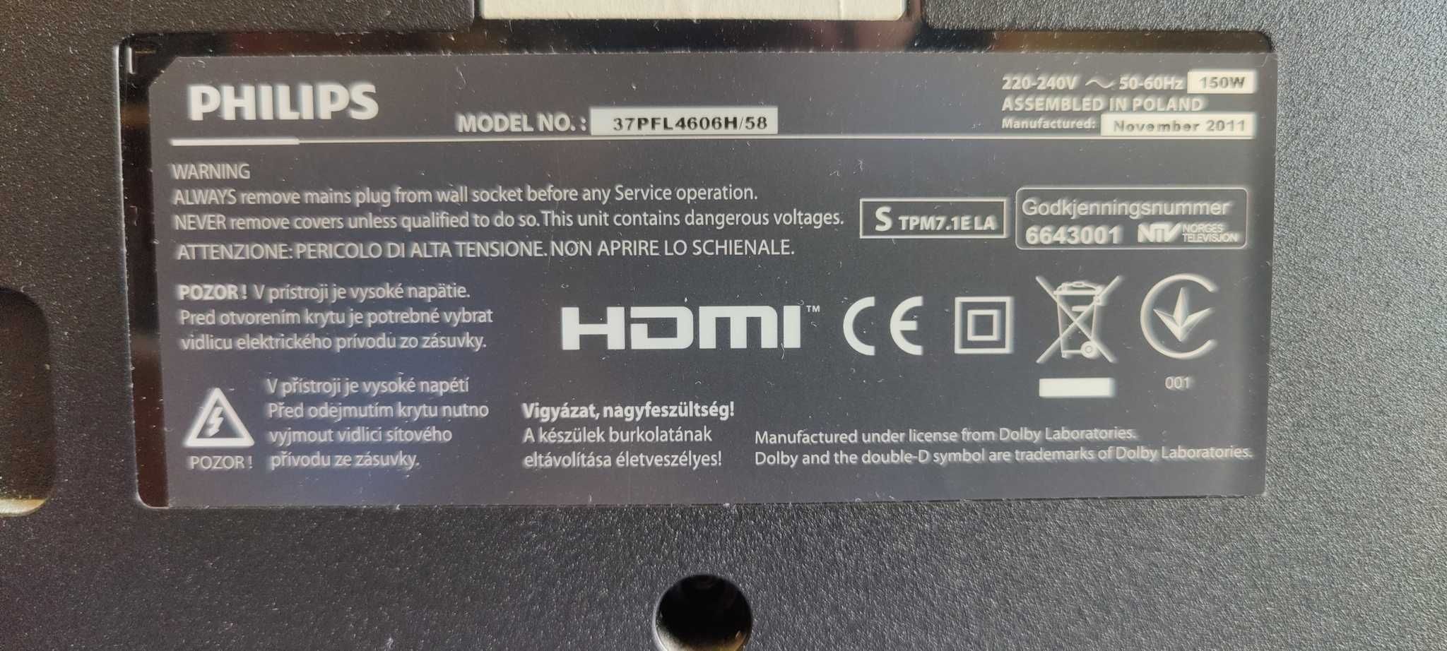 Telewizor Philips 37 cali uszkodzony