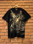 Vintage Koszulka Motocyklowa T-Shirt Nadruk Harley Chopper Czarna