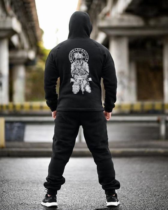 Мілітарі зимовий флісовий комплект костюм руни Руни чорний теплий