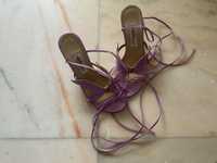 Sandálias de salto lilás Y2K borboleta em pele nº 35