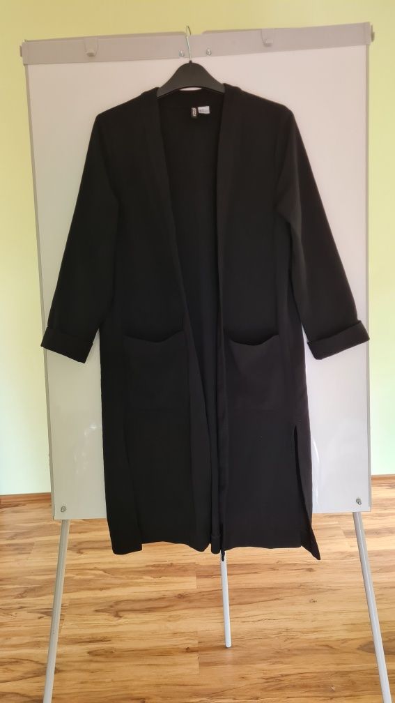 Długi kardigan narzutka czarna H&M M