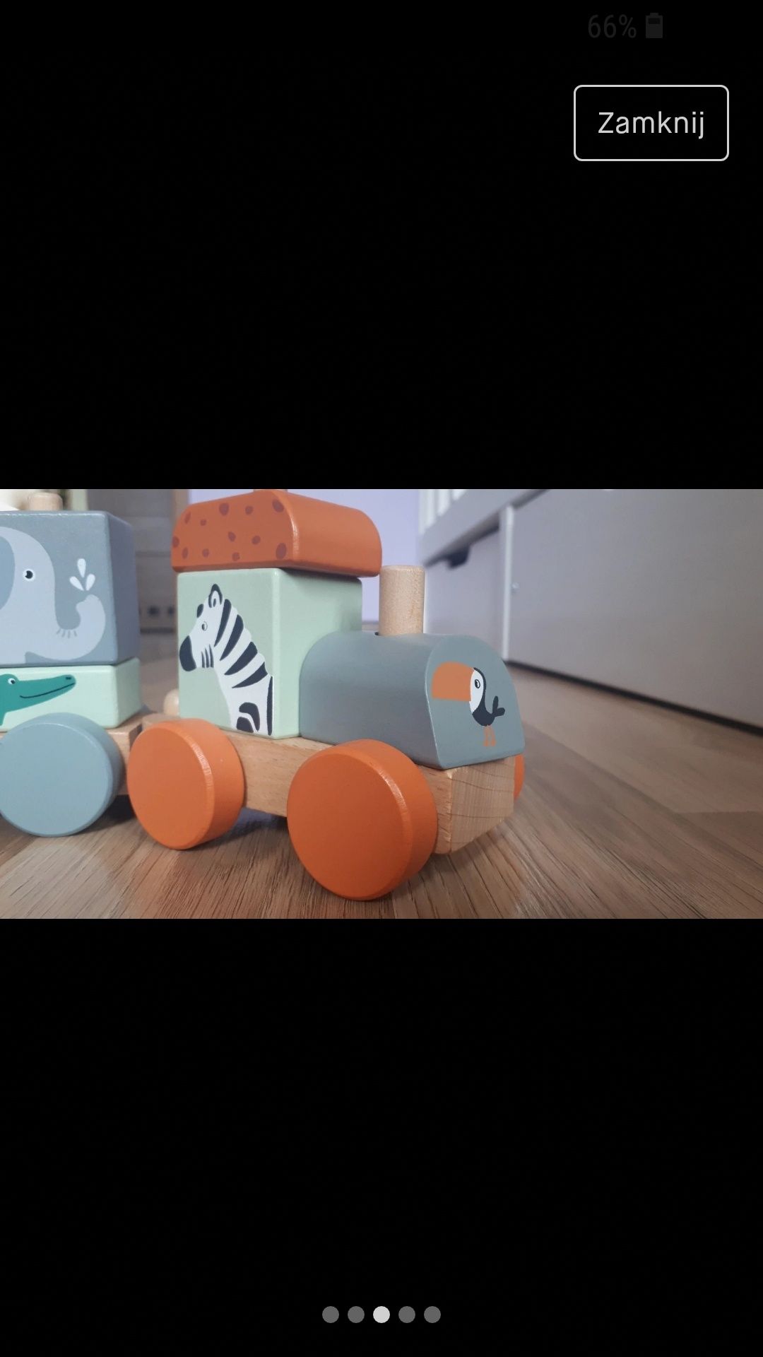 Drewniany pociąg zoo z klockami smiki smyk
