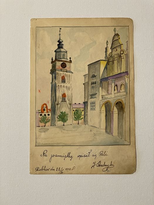 Akwarela, na papierze, 1932 rok. Przedwojenny Kraków.