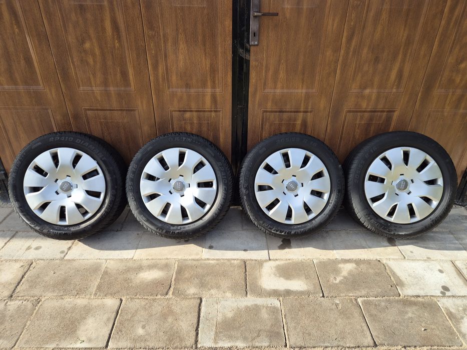 Opony 205/55 R16 z felgami stalowymi + kołpaki – 5x112 - stanie bdb